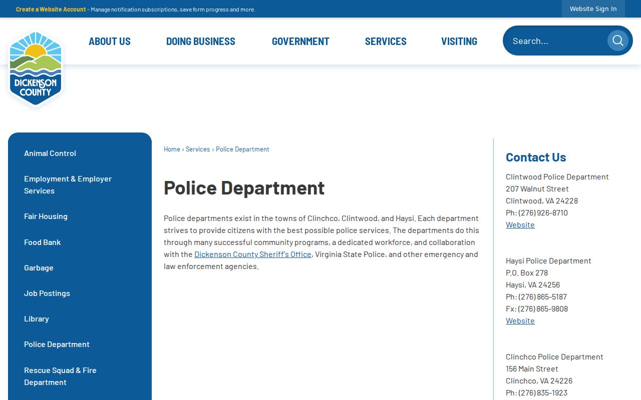 Clintwood criminal records police department directory