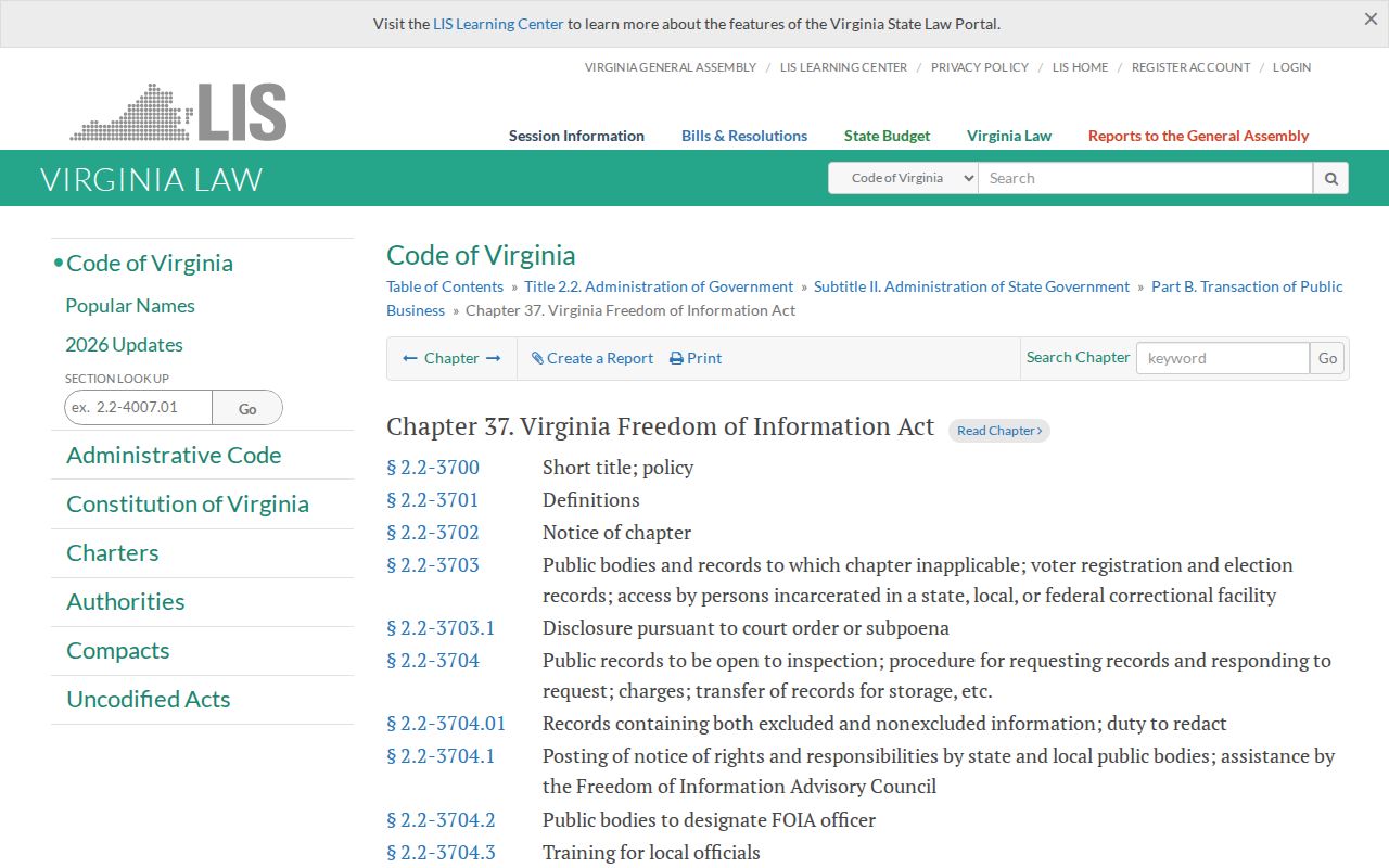 Clintwood criminal records Virginia FOIA law