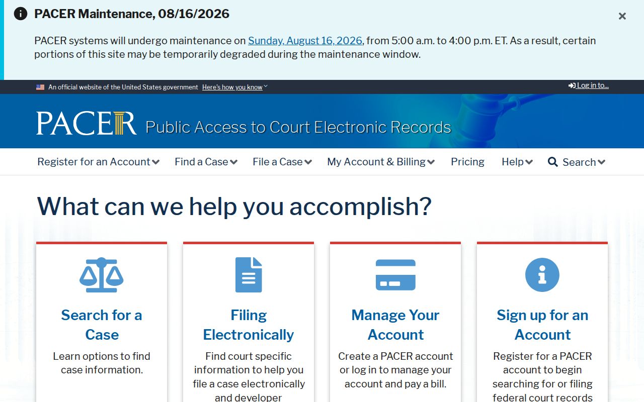 Haysi criminal records federal court PACER boundary
