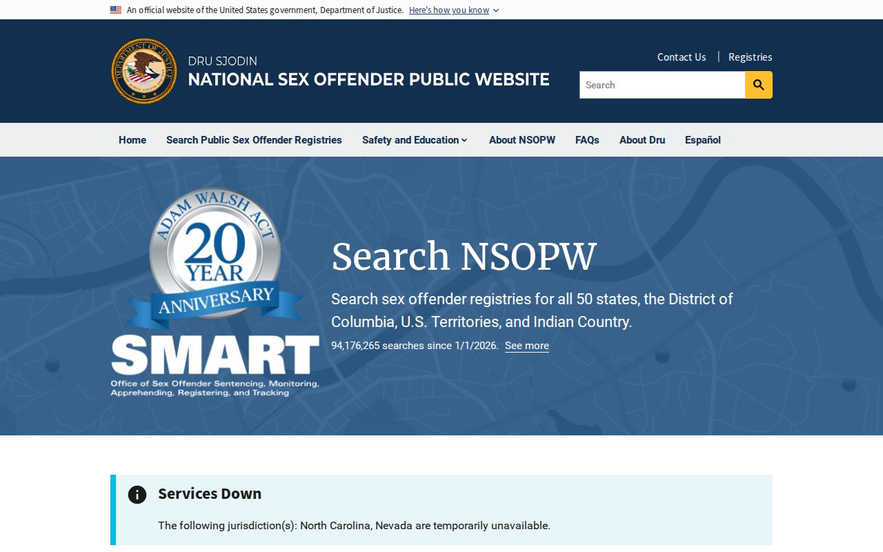 National registry interface used for a Dickenson County sex offender check across state lines